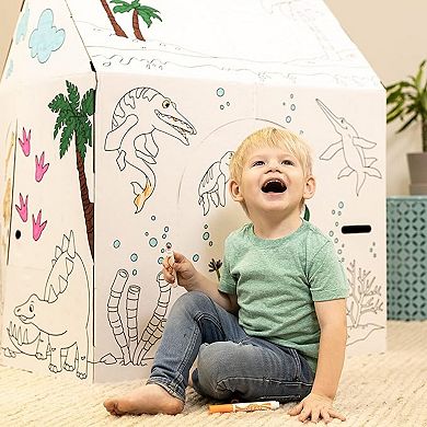 Easy Playhouse Dinosaur House Cardboard Fort