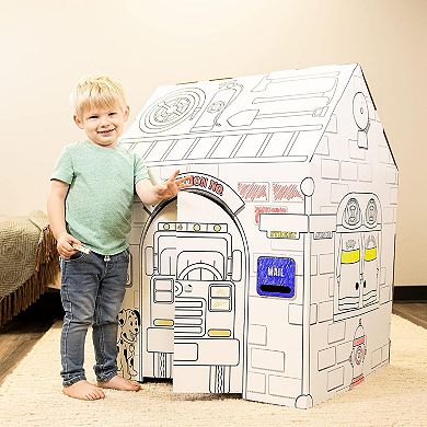 Easy Playhouse Police & Fire Station Cardboard Fort