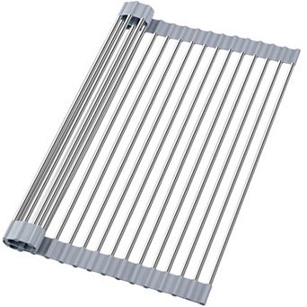 Zulay Kitchen Stainless Steel Roll Up Dish Drying Rack