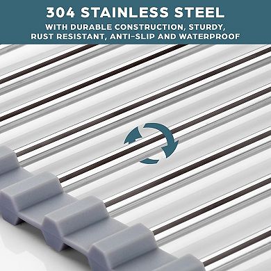 Zulay Kitchen Stainless Steel Roll Up Dish Drying Rack