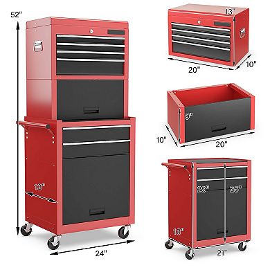 Costway High Capacity 6-Drawer Rolling Tool Chest Storage Cabinet Toolbox