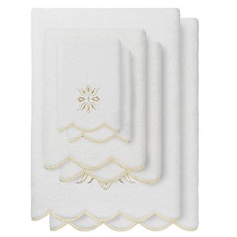 Linum Home Textiles 6 pc Flower Crest Scallop Towel Set
