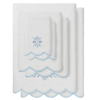 Linum Home Textiles 6 pc Flower Crest Scallop Towel Set