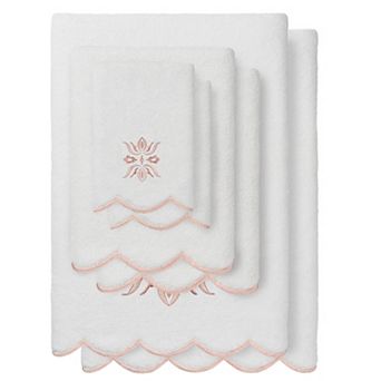 Linum Home Textiles 6 pc Flower Crest Scallop Towel Set