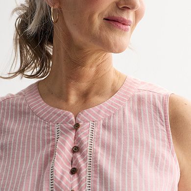 Women's Croft & Barrow® Button Henley Tank Top