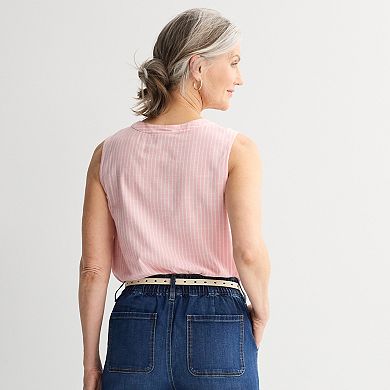 Women's Croft & Barrow® Button Henley Tank Top