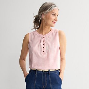 Women's Croft & Barrow® Button Henley Tank Top