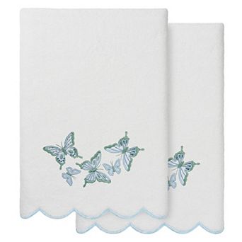 Linum Home Textiles Britney Scallop Embellished Butterfly Bath Towel, Hand Towel, or Fingertip Towel