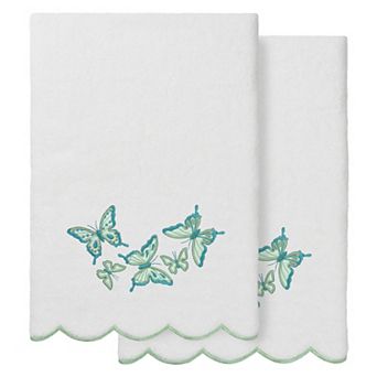 Linum Home Textiles Britney Scallop Embellished Butterfly Bath Towel, Hand Towel, or Fingertip Towel