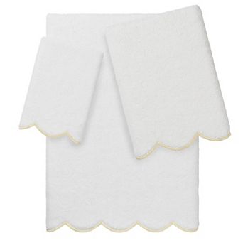 Linum Home Textiles Adornia Scallop 3 pc Turkish Cotton Towel Set