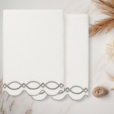 Linum Home Textiles 2-pc. Diamond Chain Scallop Embellished Towel Set
