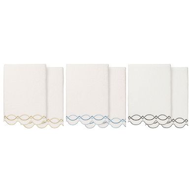 Linum Home Textiles 2-pc. Diamond Chain Scallop Embellished Towel Set
