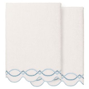 Linum Home Textiles 2 pc Diamond Chain Scallop Embellished Towel Set