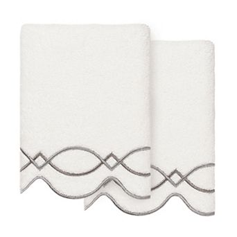 Linum Home Textiles 2 pc Diamond Chain Scallop Embellished Towel Set