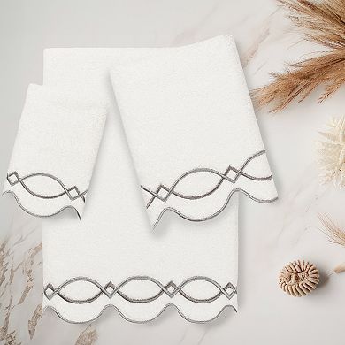 Linum Home Textiles Turkish Cotton Diamond Chain Scallop 3-pc. Towel Set