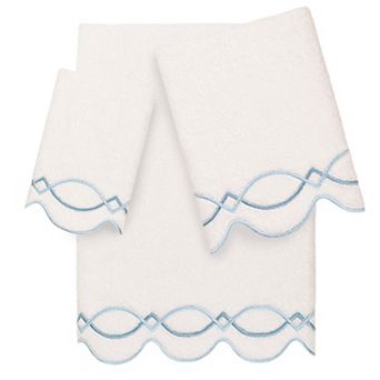 Linum Home Textiles Turkish Cotton Diamond Chain Scallop 3 pc Towel Set