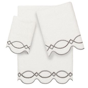 Linum Home Textiles Turkish Cotton Diamond Chain Scallop 3 pc Towel Set