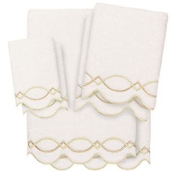 Linum Home Textiles 6 pc Turkish Cotton Diamond Chain Scallop Towel Set