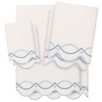 Linum Home Textiles 6 pc Turkish Cotton Diamond Chain Scallop Towel Set
