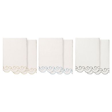 Linum Home Textiles Turkish Cotton Scallop 2-pc. Embellished Towel Set