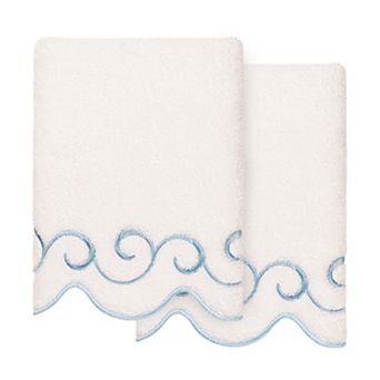 Linum Home Textiles Turkish Cotton Scallop 2 pc Embellished Towel Set