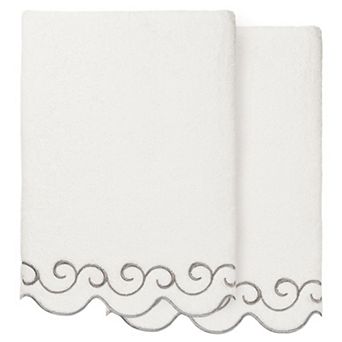 Linum Home Textiles Turkish Cotton Scallop 2 pc Embellished Towel Set
