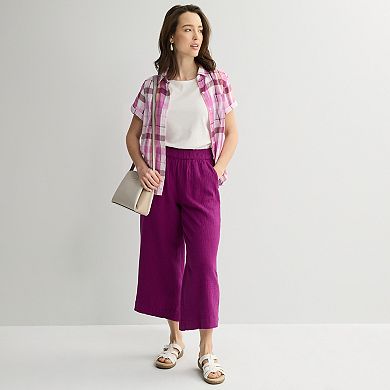 Petite Croft & Barrow® Pull On Doublecloth Crop Pants