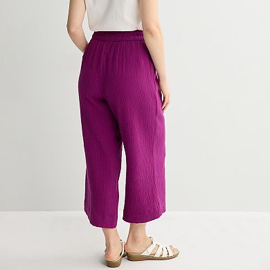 Petite Croft & Barrow® Pull On Doublecloth Crop Pants