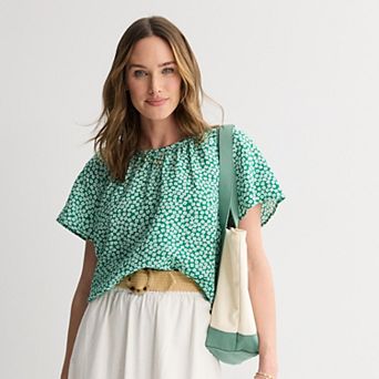 Petite Sonoma Goods For Life® Silk-Like Flutter Sleeve Top