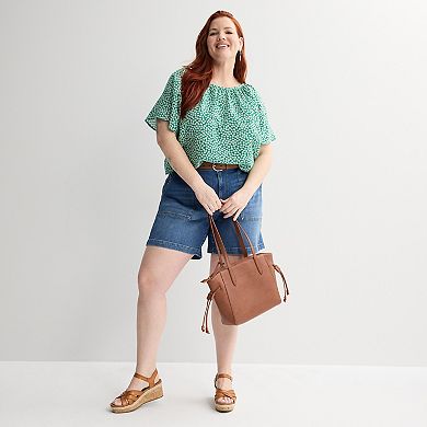 Plus Size Sonoma Goods For Life® Silk-Like Flutter Sleeve Top