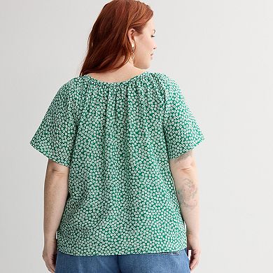 Plus Size Sonoma Goods For Life® Silk-Like Flutter Sleeve Top