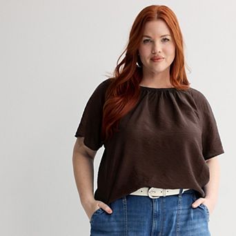 Plus Size Sonoma Goods For Life® Silk-Like Flutter Sleeve Top