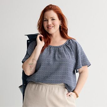Plus Size Sonoma Goods For Life® Silk-Like Flutter Sleeve Top