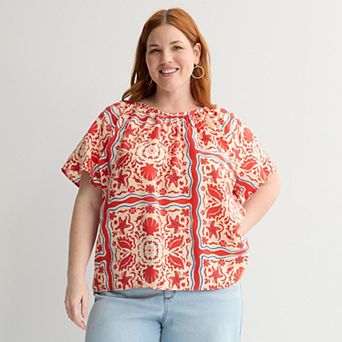 Plus Size Sonoma Goods For Life® Silk-Like Flutter Sleeve Top