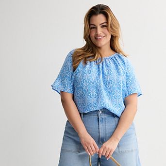 Plus Size Sonoma Goods For Life® Silk-Like Flutter Sleeve Top