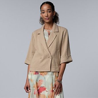 Petite Simply Vera Vera Wang Relaxed Double Breasted Blazer