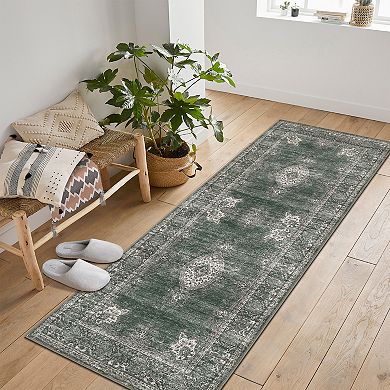 Area Rugs for Living Room Floral Vintage Soft Non Slip Machine Washable Distressed Vintage Rug