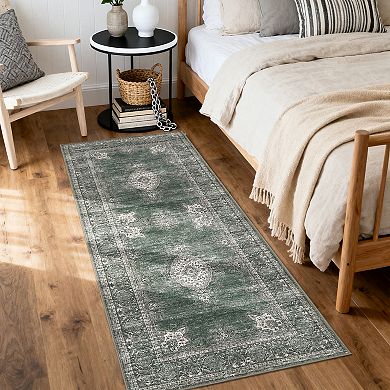 Area Rugs for Living Room Floral Vintage Soft Non Slip Machine Washable Distressed Vintage Rug
