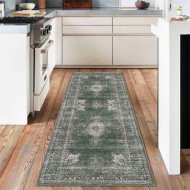 Area Rugs for Living Room Floral Vintage Soft Non Slip Machine Washable Distressed Vintage Rug