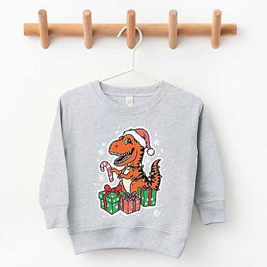 Orange Dinosaur Christmas - Toddler Graphic Sweatshirt