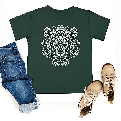 Tiger Face Mandala - Toddler Short Sleeve Graphic T-Shirt