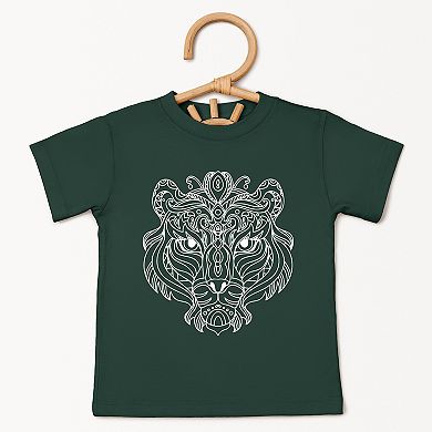 Tiger Face Mandala - Toddler Short Sleeve Graphic T-Shirt