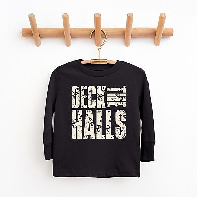 Deck the Halls Block Distressed - Youth Long Sleeve Graphic T-Shirt