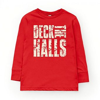 Deck the Halls Block Distressed - Youth Long Sleeve Graphic T-Shirt