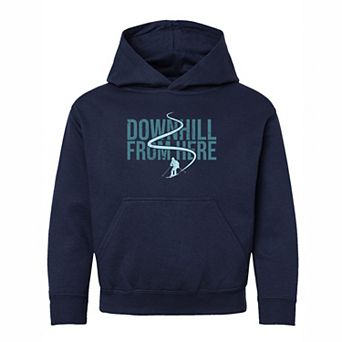 Downhill From Here Skiing - Youth Graphic Hoodie