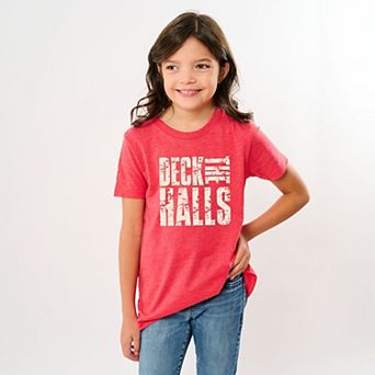 Deck the Halls Block Distressed - Youth Short Sleeve Graphic T-Shirt