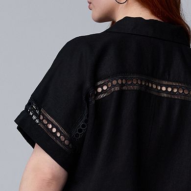 Plus Size Simply Vera Vera Wang Openwork Trim Shirt