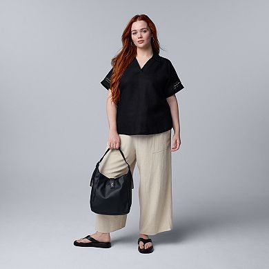 Plus Size Simply Vera Vera Wang Openwork Trim Shirt