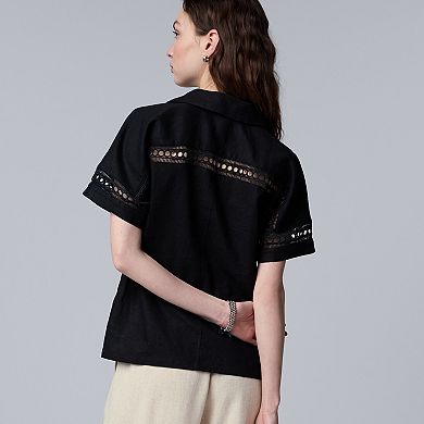 Women's Simply Vera Vera Wang Openwork Trim Shirt