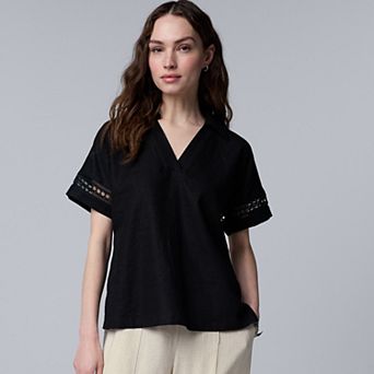 Women's Simply Vera Vera Wang Openwork Trim Shirt